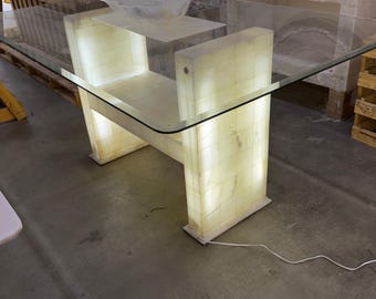 71 Inch Nacar Onyx Rectangular Glass Dining table