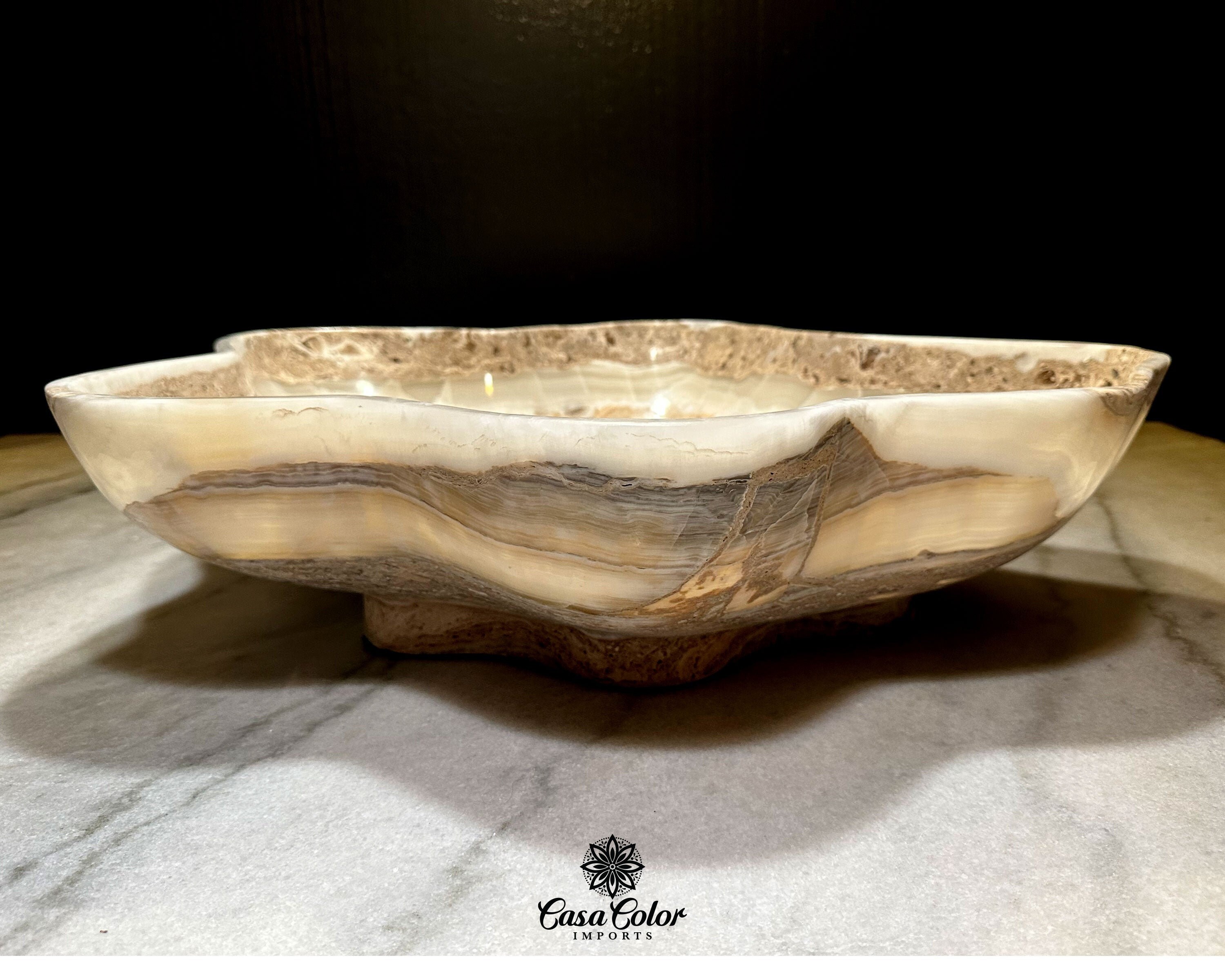 Extra Large White Onyx Centerpiece Bowl. Dining Room Essential, Fruit