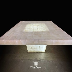 Luxury white translucent backlit handmade Onyx Dining Table for 8 people