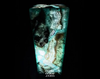 16.5" Fluorite Crystal Lamp with Black Marble Base