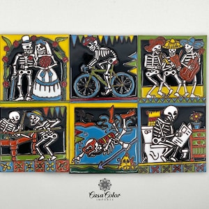 Day of the Dead ( Dia de Los Muertos) Talavera Mexican tile mosaic / Multiple design selection. Size is 6x6
