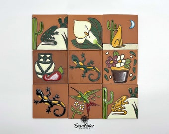 Desert Handmade Relief Decorative Tile 4"X4". Matte Finish