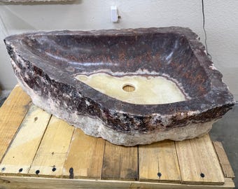Hand-Crafted White/Purple Stone Onyx Sink