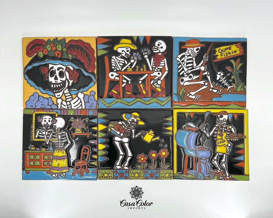 Day of the Dead ( Dia De Los Muertos) Talavera Mexican Tile Mosaic ...