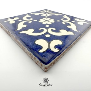 Decorative Talavera Tile, Azul Mar, Mediterranean style 4X4