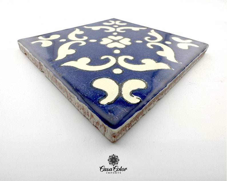 Decorative Talavera Tile, Azul Mar, Mediterranean style 4X4