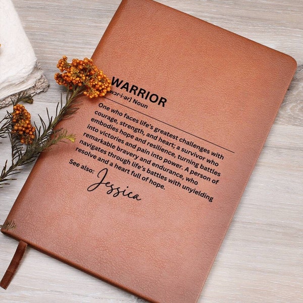 Personalized Warrior gift for Cancer Survivors, Warrior definition Journal, Breast cancer gifts for her, Motivation gift, Encouragement gift