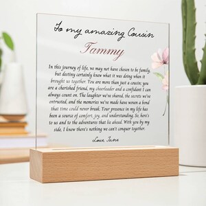 Personalized Gift for Cousin Acrylic Plaque, Cousin Birthday gift, Cousin Best Friend Sentimental message, Christmas gift, Wedding gift idea