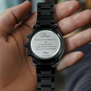 Engraved Black Chronograph Watch: Father of the Bride Gift