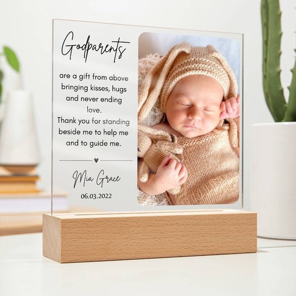 Regalo personalizado de padrino de Godchild Acrylic Plaque Keepsake, propuesta personalizada de madrina y padrino, regalo de Navidad, ideas de regalo de bautismo