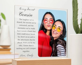 Personalized Gift for Cousin Acrylic plaque, Cousin Birthday gift, Christmas gift, Cousin sister photo gift, Best friend picture frame gift