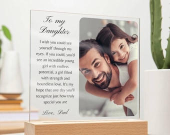Personlig present till dotter, akrylplakett till dottern från pappa, födelsedagspresent till dottern från mamma, jul, Thanksgiving-minne