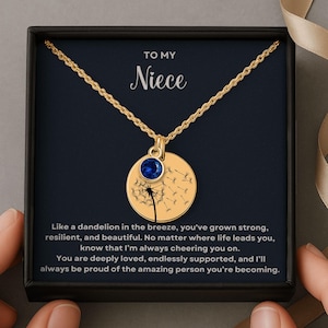 Niece gifts jewelry, Niece gift from Aunt, Personalized Dandelion Necklace with Birthstone, Niece Birthday gift, Niece graduation, Christmas