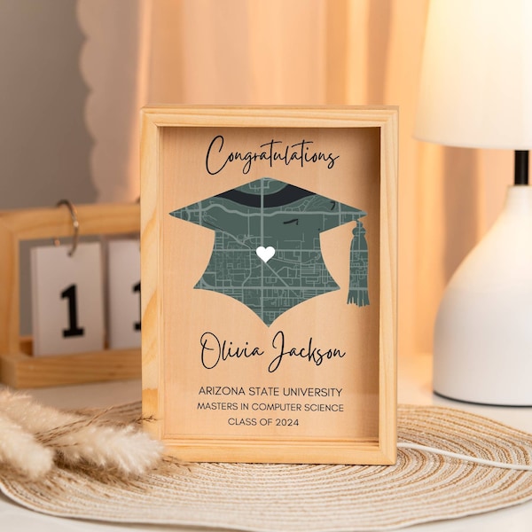Personalized College Graduation Gifts, Custom University Campus Map Graduation Plaque, Masters Degree Diploma Medical school PHD Grad Gifts
