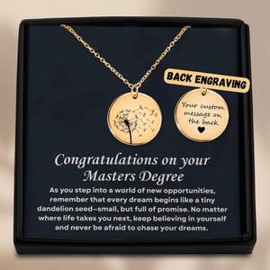 Regalo de graduación de maestría, regalo de maestría, joyería de graduación personalizada, regalo de graduación para hija, regalo para collar de graduado universitario