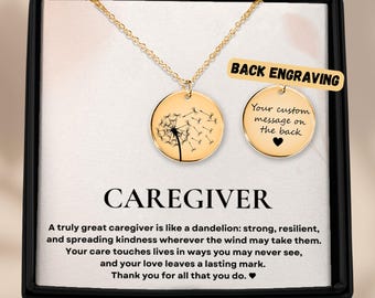 Caregiver Appreciation Gift - Personalized Necklace for Female Caregiver, Christmas & Birthday Gifts for Hospice Worker Elder Home Caregiver