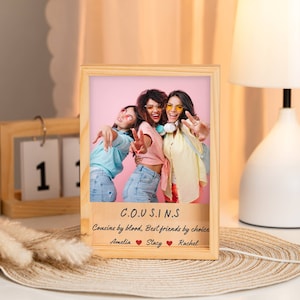 Personalized Cousin gift Picture frame Night light, Photo Gift for Cousin Best friend, Female Cousin Birthday gift for Sister Custom Plaque