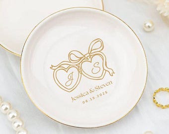 Personalized Ceramic Ring Dish: Wedding Engagement Gift
