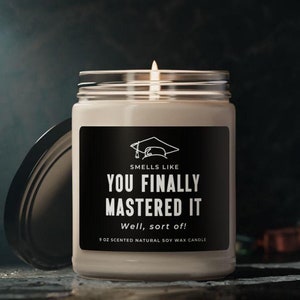 Masters Degree Graduation Gift, Funny Graduation Candle gift for Graduate, Masters Graduation gifts for her College graduation gift for him