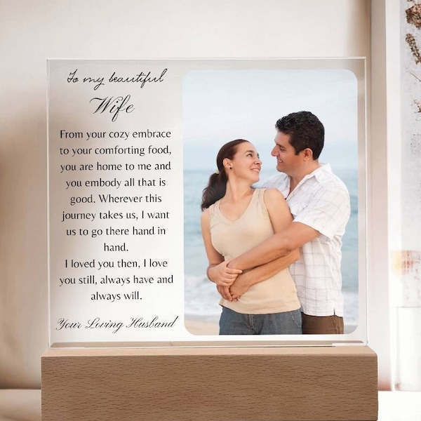 Personalized Gift for Wife Acrylic Plaque, Anniversary gift from Husband, Custom Photo gifts, Wife Birthday Christmas, Valentine's day gift