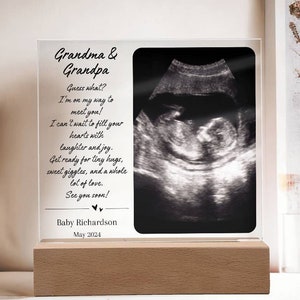 Gift for Pregnancy Announcement Grandparents Plaque, Photo Ultrasound Frame, Baby Announcement to parents, Pregnancy Reveal Idea Grandmother