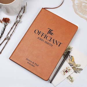 Personalized Officiant Book, Wedding officiant gift Leather journal, Thank you gift for officiant,, Speech sermon toast, Pastor Host gifts