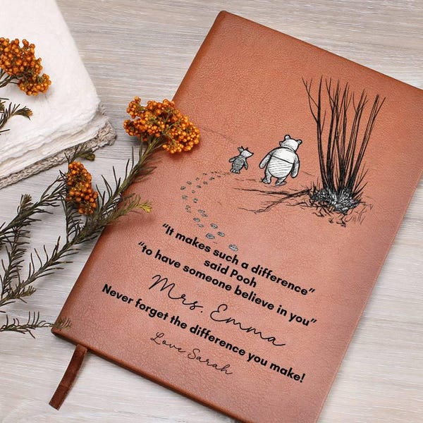 Leraar cadeau Gepersonaliseerd dagboek, leraar waardering cadeau voor eindejaar, kleuterschool voorschoolse kinderopvang eerste klas bedankjes cadeaus haar