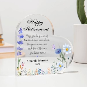 Retirement Gifts for Women Coworker, Nurse retirement gift Personalized Heart Plaque, Retirement party gift, Proud of difference you made