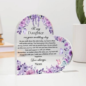 To my Daughter on her wedding day gift from Mom, Bride Gift from Mom to Daughter on wedding day, Wedding gifts for daughter from Dad Plaque