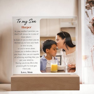 Cadeaux personnalisés fils de maman, plaque à mon fils avec photo, cadeaux maman et fils, cadeau fils de papa, cadeau d'anniversaire de fils, cadeau de Noël pour fils