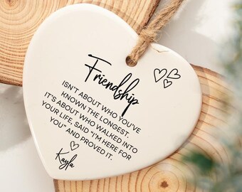 Friendship Gift Ceramic Heart ornament, Gift For Best Friend, Gift for Sister, Friend Gift, Friend Birthday Gift, Bestie Christmas Thank you