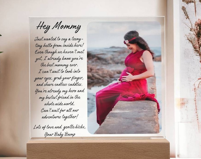 Personalized New Mom Pregnancy gift Acrylic Plaque, Mothers day gift from baby bump, Message from the bump, Baby shower gift for women