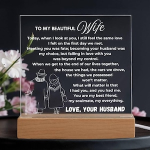 To my Wife gift from Husband, Wedding Anniversary gift Acrylic Plaque for wife, Wife gifts Wedding day, Sentimental Valentines gift for her