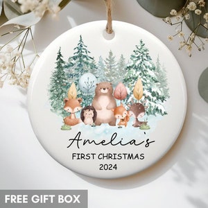 Baby&#39;s First Christmas Ornament, Personalized First Christmas Keepsake, Baby Girl&#39;s First Christmas 2024 Wild Animals Safari, Baby Boy&#39;s