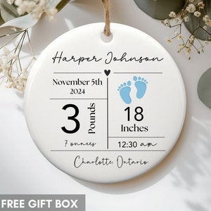 Personalized Birth Announcement Ornament, Personalized Newborn Baby Birth Stats Keepsake, Baby&#39;s first Christmas gift Nursery Decor Baby Boy