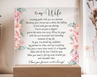 To my Wife Acrylic Plaque, Valentines day gift for her, Anniversary gift, Soulmate Birthday gift Sentimental poem wedding gift from husband