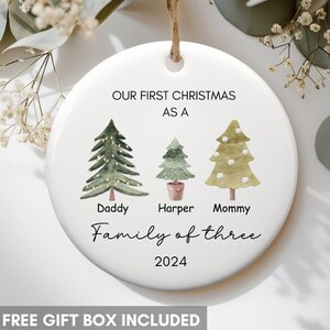 Family of Three Christmas Ornament, Family of 3, Family Ornament, Personalized Baby&#39;s First Christmas Ornament Family keepsake ornament gift