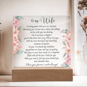 To my Wife Acrylic Plaque, Valentines day gift for her, Anniversary gift, Soulmate Birthday gift Sentimental poem wedding gift from husband