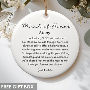 Maid of Honor Gift from Bride, Thank you gift for Matron of Honor, Wedding gifts for Bridesmaid Christmas Ornaments, Wedding keepsake gift