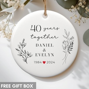 Personalized Anniversary Ornament, Wedding Anniversary Gift for Couple, Anniversary Gift For Her, 5th 1st 10th 25th 30th 40th 50th year gift