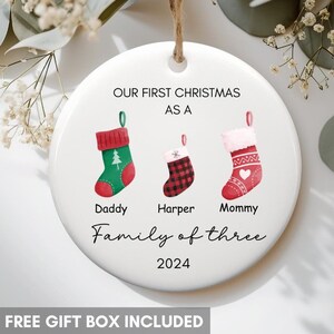 Family of Three Christmas Ornament, Family of 3, Family Ornament, Personalized Baby&#39;s First Christmas Ornament Family keepsake ornament gift