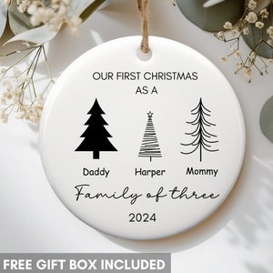 Family of Three Christmas Ornament - Family of 3 - Family Ornament - Personalized Baby&#39;s First Christmas Ornament, Family keepsake ornament
