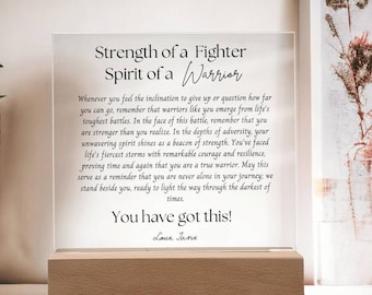 Warrior Gift Personalized Acrylic plaque, Strength Keepsake, Encouragement, Cancer Survivor gift, Recovery gift, Motivational Hardship gift