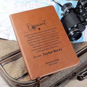 Presente de oficiante de casamento, diário de oficiante, proposta de oficiante, livro de oficiante, diário de couro personalizado, presente de agradecimento para oficiante