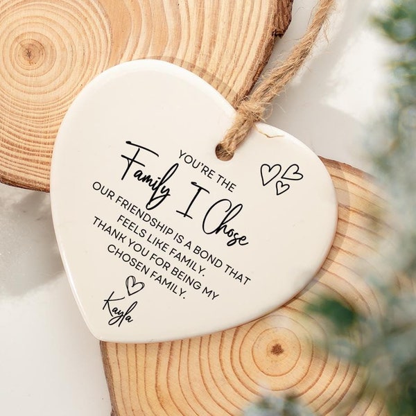 Friendship Gift Ceramic Heart ornament, Gift For Best Friend, Chosen family, Friend Gift, Friend Birthday Gift, Bestie Christmas Thank you