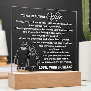Anniversary gift Acrylic Plaque, To my Wife gift from Husband, Wife gifts Wedding day, Sentimental Valentines gift for her, Wife keepsake