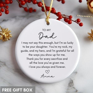Personalized Dad gift from Daughter, To my Dad Christmas ornament, Dad ornament Custom, Dad birthday gift, Fathers day gift, Wedding gift