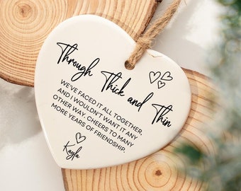 Friendship Gift Ceramic Heart ornament, Gift For Best Friend, Gift for Sister, Friend Gift, Friend Birthday Gift, Bestie Christmas Thank you