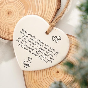 Best Friend Gift Personalized Ornament, Friendship gifts, Bestie Birthday gift Christmas gift Ceramic Heart So grateful our paths crossed