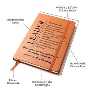 Personalized Leader Gift, Vegan Leather Journal gift for Mentor, Team Leader, Boss, Manager, Coworker Appreciation, Retirement gift image 6